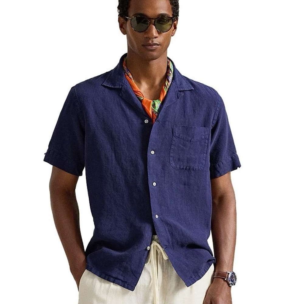 POLO by RALPH LAUREN Blue Linen Short Sleeve Shirt